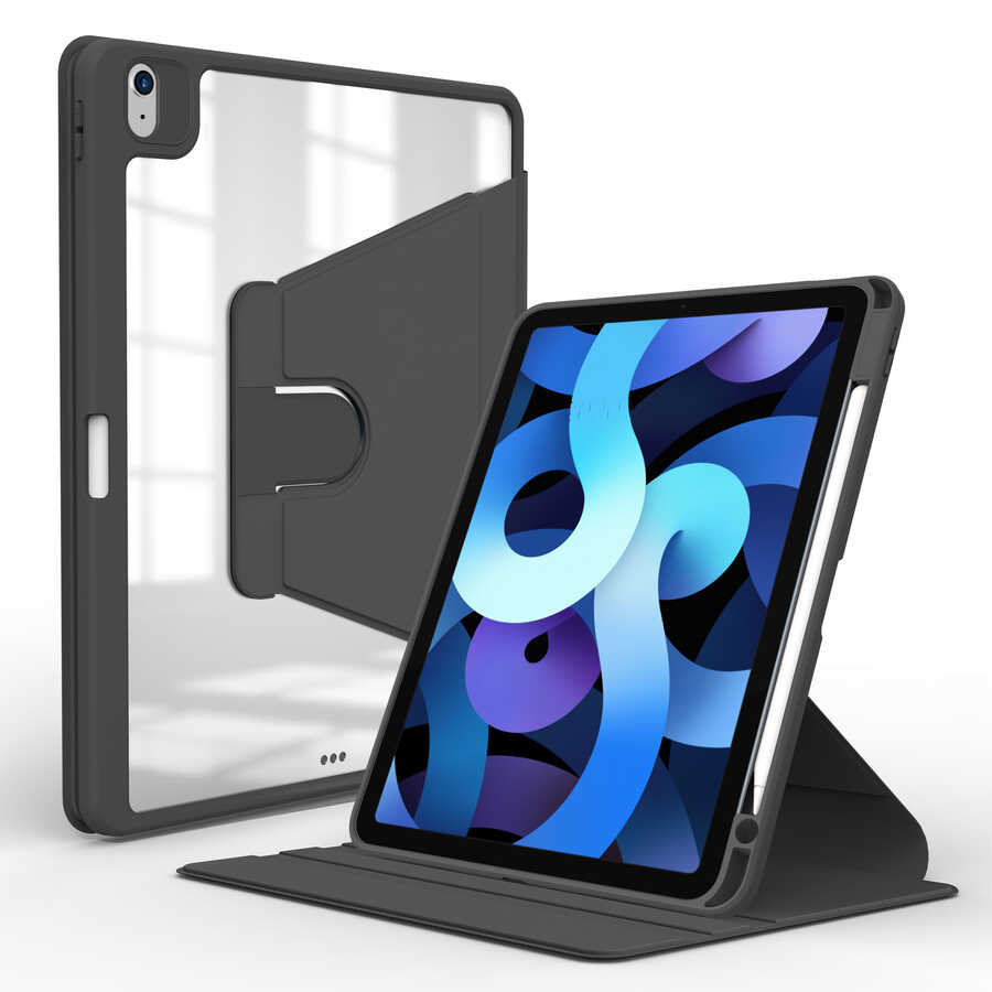 Apple iPad 10.9 2022 (10.Nesil) Kılıf Nayn Dönebilen Standlı Kılıf Siyah