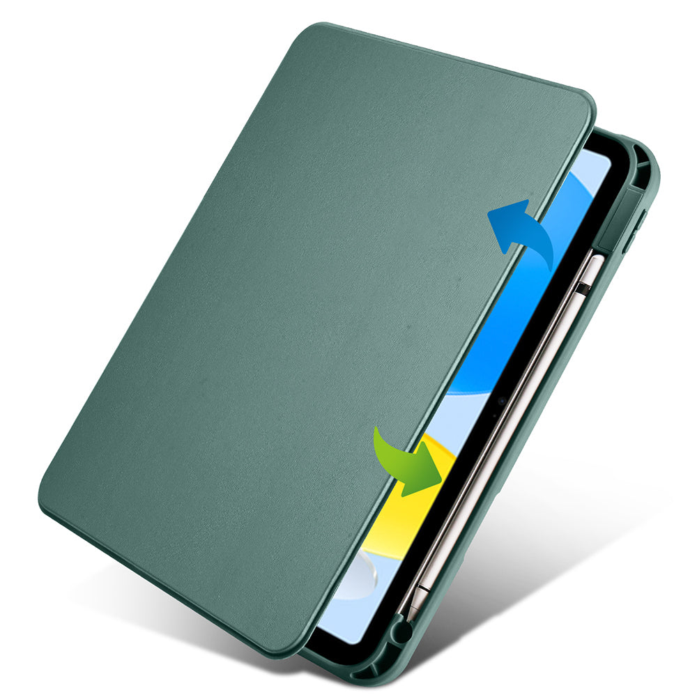 Apple iPad 10.9 2022 (10.Nesil) Kılıf Termik Kalem Bölmeli Dönebilen Standlı Kılıf Gri