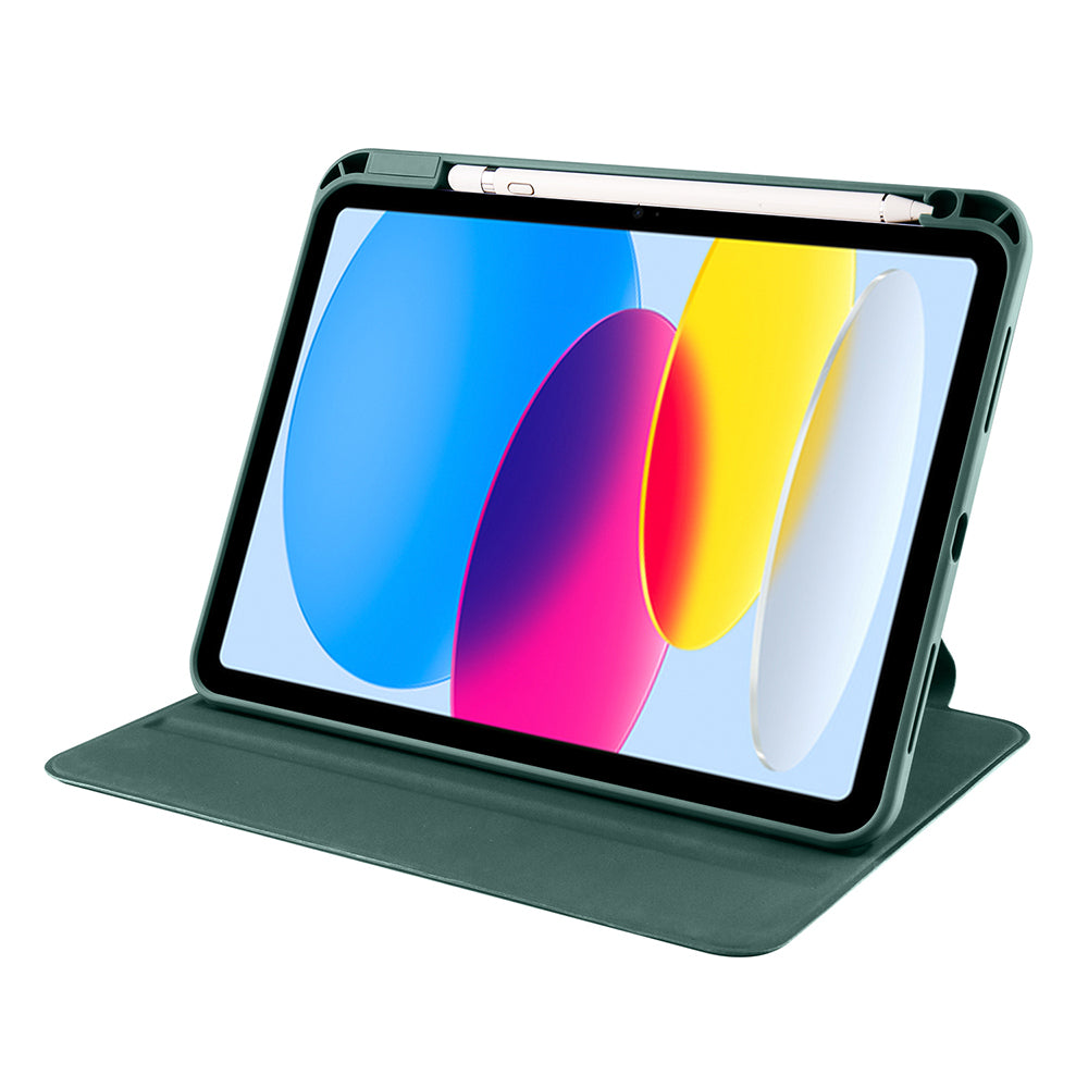 Apple iPad 10.9 2022 (10.Nesil) Kılıf Termik Kalem Bölmeli Dönebilen Standlı Kılıf Siyah