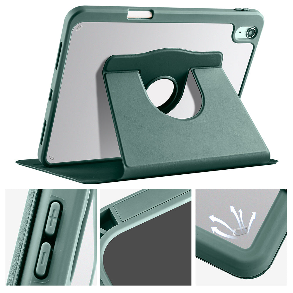 Apple iPad 10.9 2022 (10.Nesil) Kılıf Termik Kalem Bölmeli Dönebilen Standlı Kılıf Gri