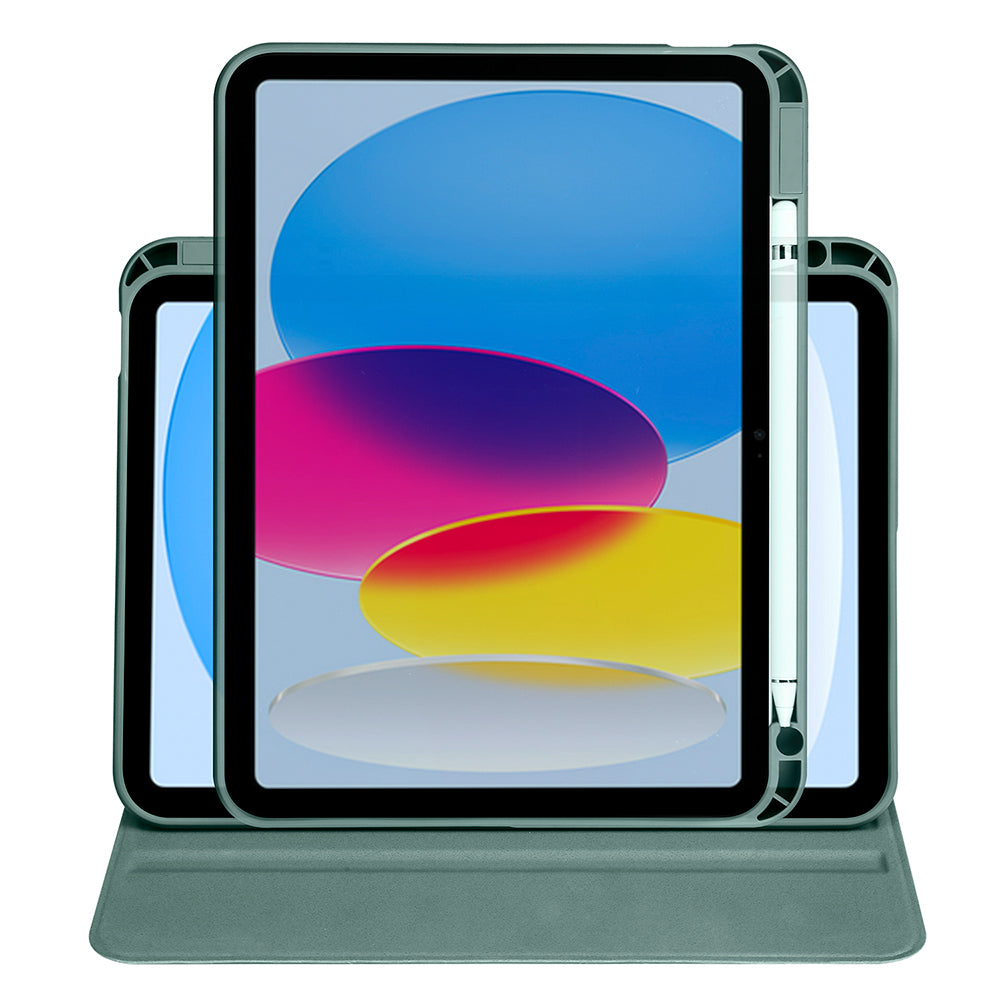 Apple iPad 10.9 2022 (10.Nesil) Kılıf Termik Kalem Bölmeli Dönebilen Standlı Kılıf Siyah