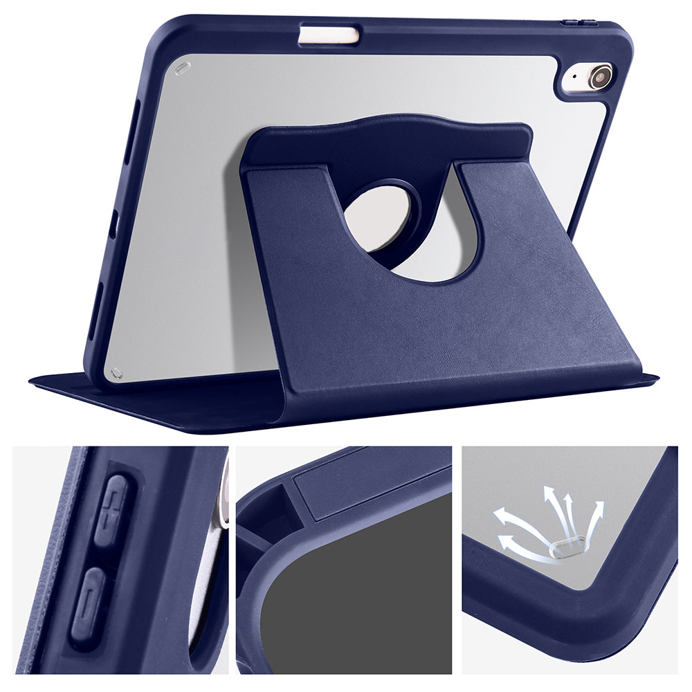 Apple iPad 10.9 2022 (10.Nesil) Kılıf Termik Kalem Bölmeli Dönebilen Standlı Kılıf Gri