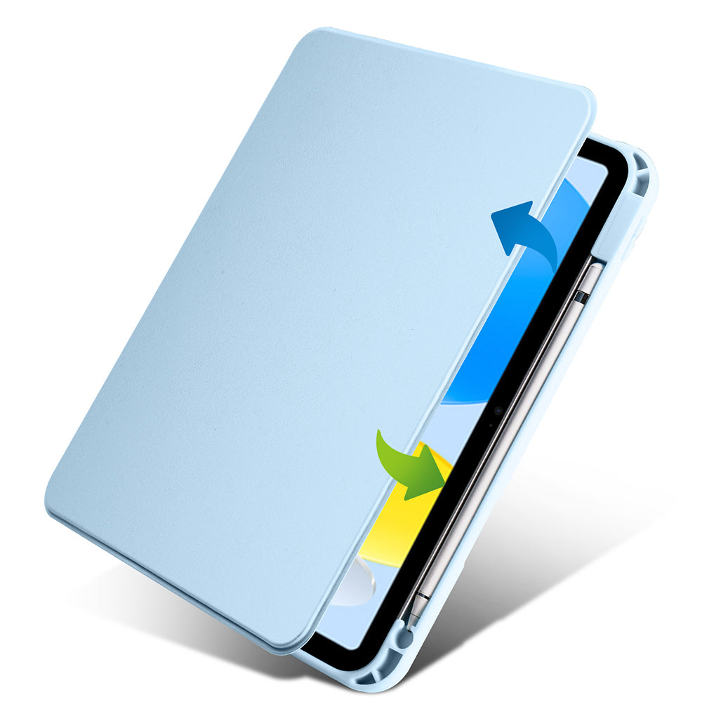 Apple iPad 10.9 2022 (10.Nesil) Kılıf Termik Kalem Bölmeli Dönebilen Standlı Kılıf Gri