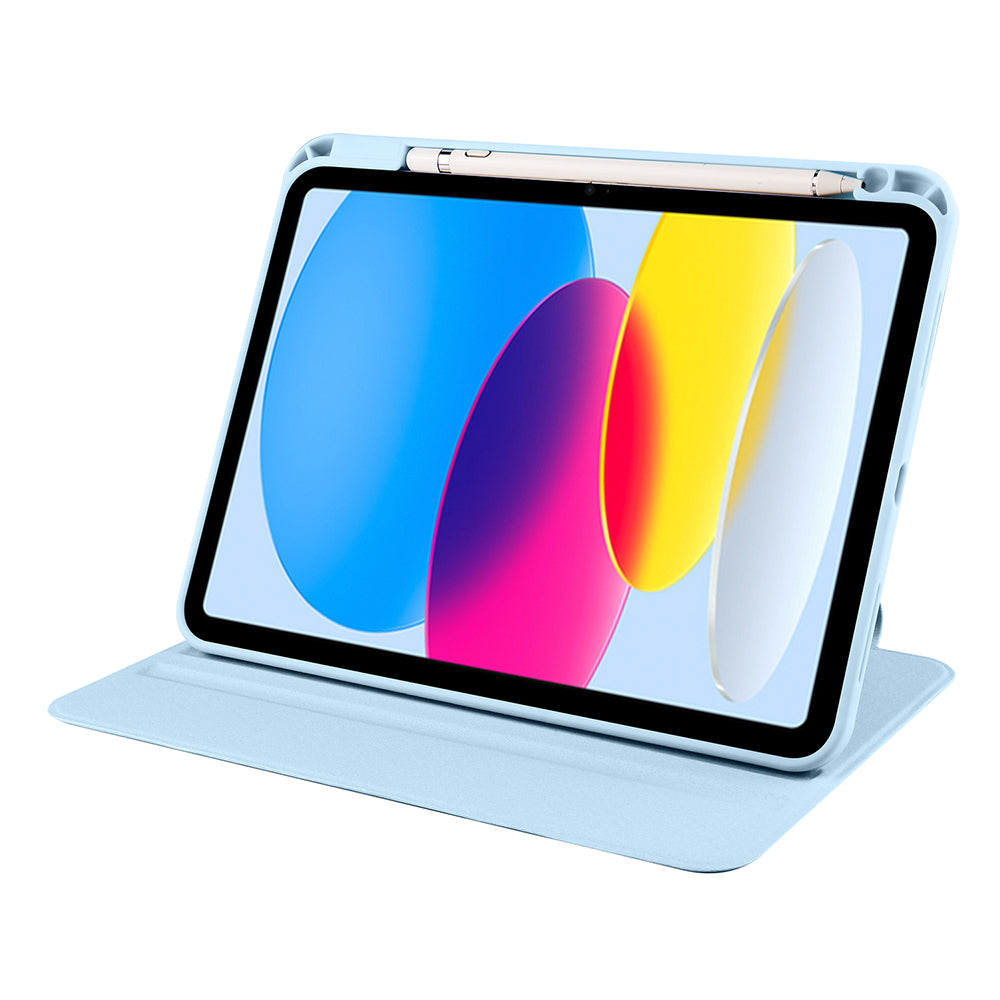 Apple iPad 10.9 2022 (10.Nesil) Kılıf Termik Kalem Bölmeli Dönebilen Standlı Kılıf Gri