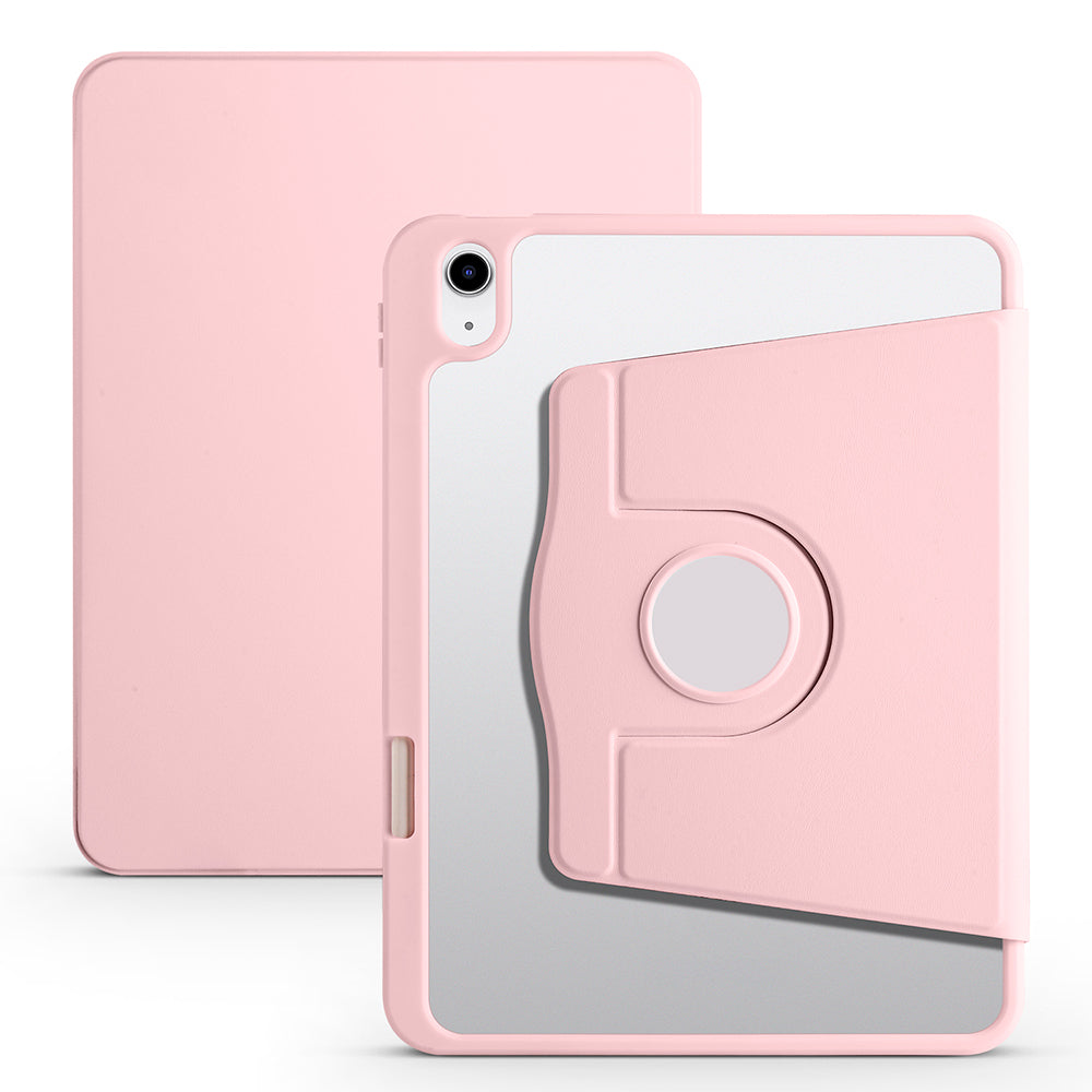 Apple iPad 10.9 2022 (10.Nesil) Kılıf Termik Kalem Bölmeli Dönebilen Standlı Kılıf Pembe