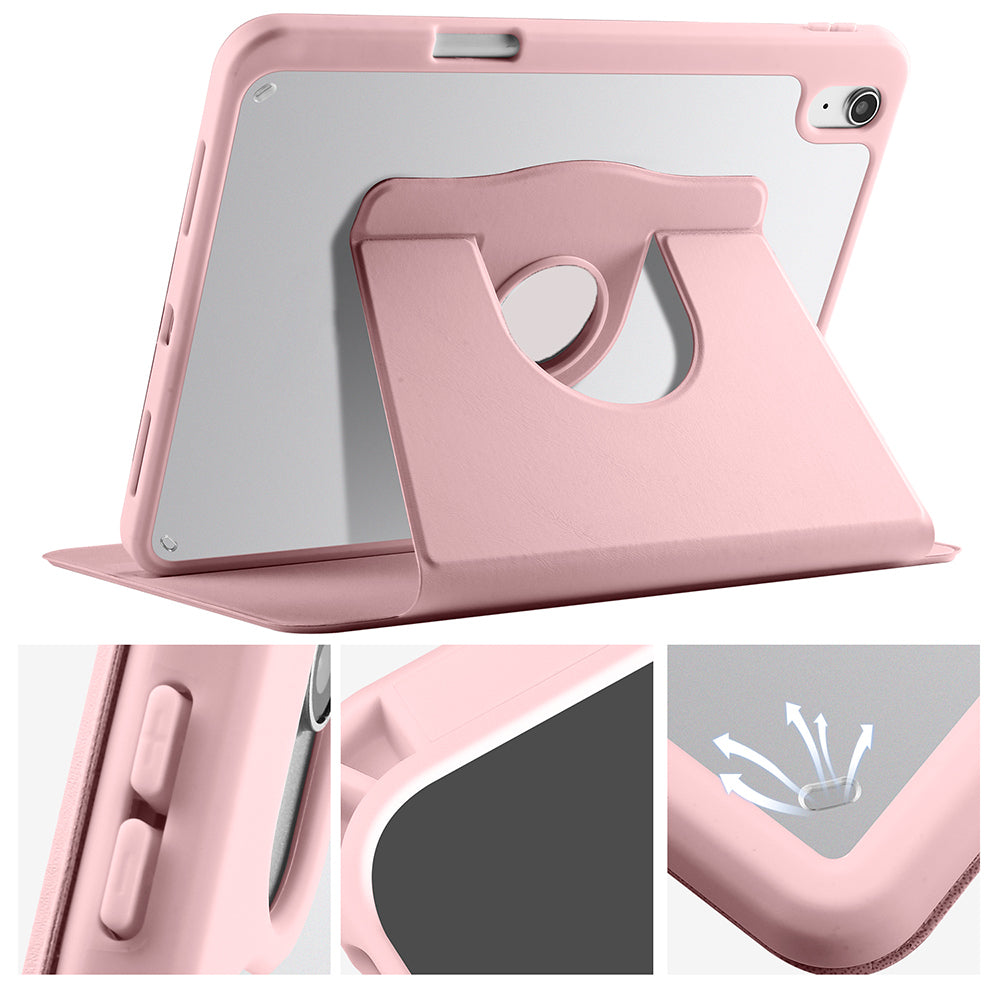 Apple iPad 10.9 2022 (10.Nesil) Kılıf Termik Kalem Bölmeli Dönebilen Standlı Kılıf Gri