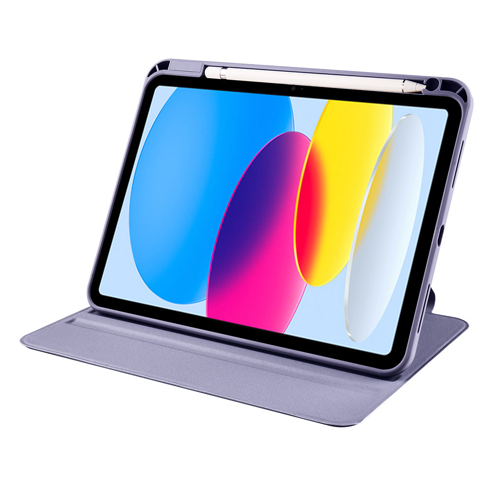 Apple iPad 10.9 2022 (10.Nesil) Kılıf Termik Kalem Bölmeli Dönebilen Standlı Kılıf Gri