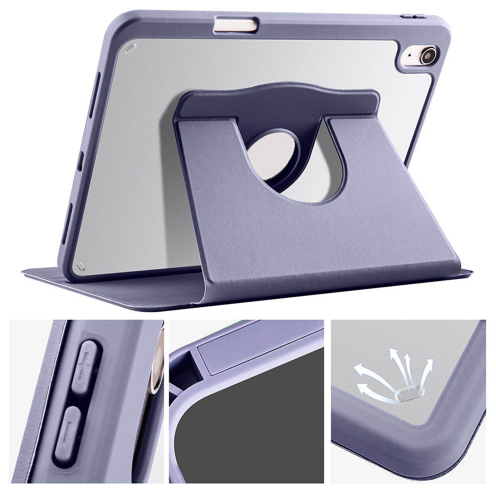 Apple iPad 10.9 2022 (10.Nesil) Kılıf Termik Kalem Bölmeli Dönebilen Standlı Kılıf Gri