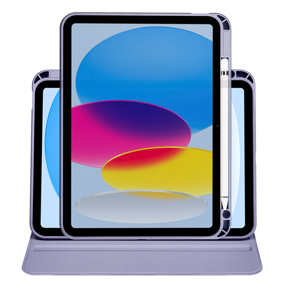 Apple iPad 10.9 2022 (10.Nesil) Kılıf Termik Kalem Bölmeli Dönebilen Standlı Kılıf Gri