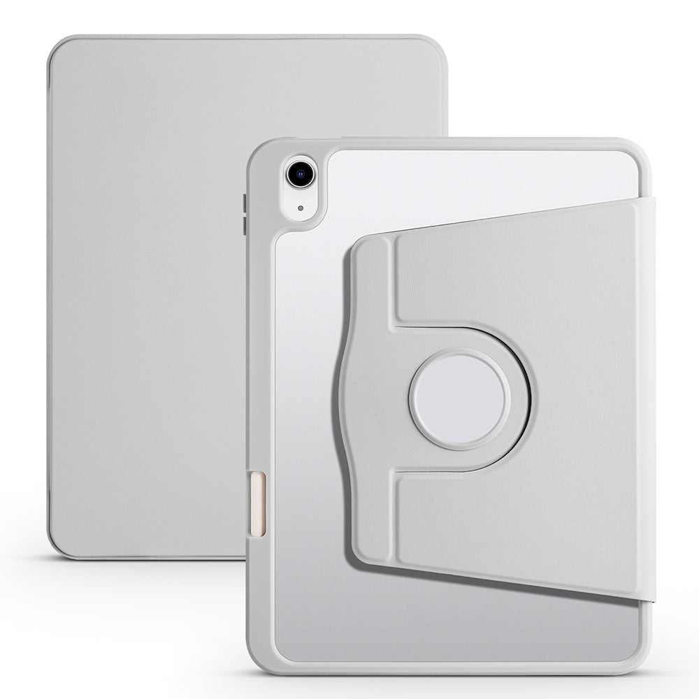 Apple iPad 10.9 2022 (10.Nesil) Kılıf Termik Kalem Bölmeli Dönebilen Standlı Kılıf Gri