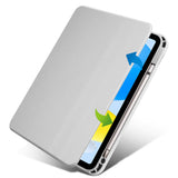 Apple iPad 10.9 2022 (10.Nesil) Kılıf Termik Kalem Bölmeli Dönebilen Standlı Kılıf Gri