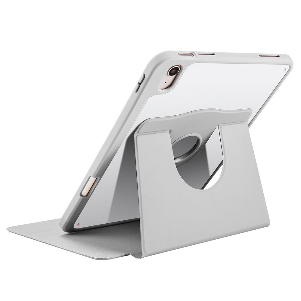 Apple iPad 10.9 2022 (10.Nesil) Kılıf Termik Kalem Bölmeli Dönebilen Standlı Kılıf Gri