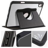 Apple iPad 10.9 2022 (10.Nesil) Kılıf Termik Kalem Bölmeli Dönebilen Standlı Kılıf Siyah