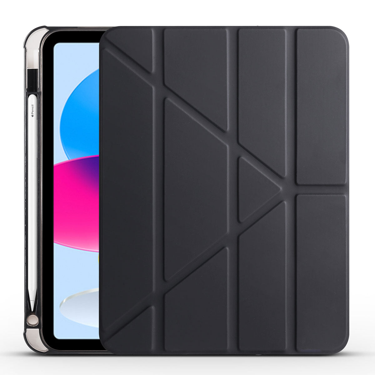 Apple iPad 10.9 2022 (10.Nesil) Kılıf Tri Folding Kalem Bölmeli Standlı Kılıf Siyah