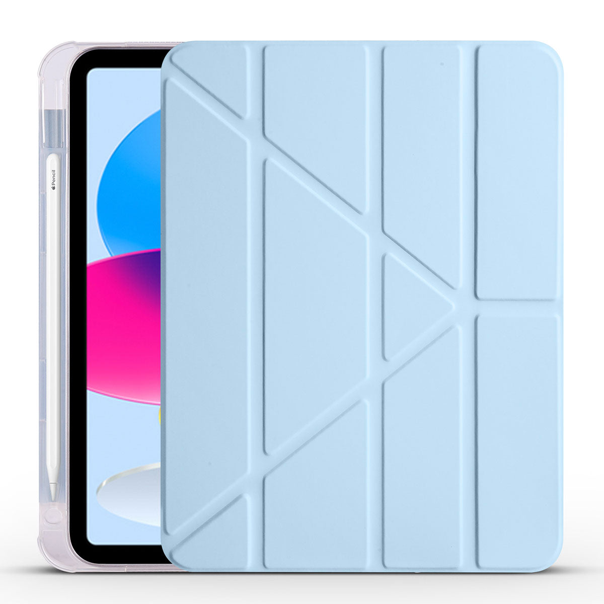 Apple iPad 10.9 2022 (10.Nesil) Kılıf Tri Folding Kalem Bölmeli Standlı Kılıf Mavi