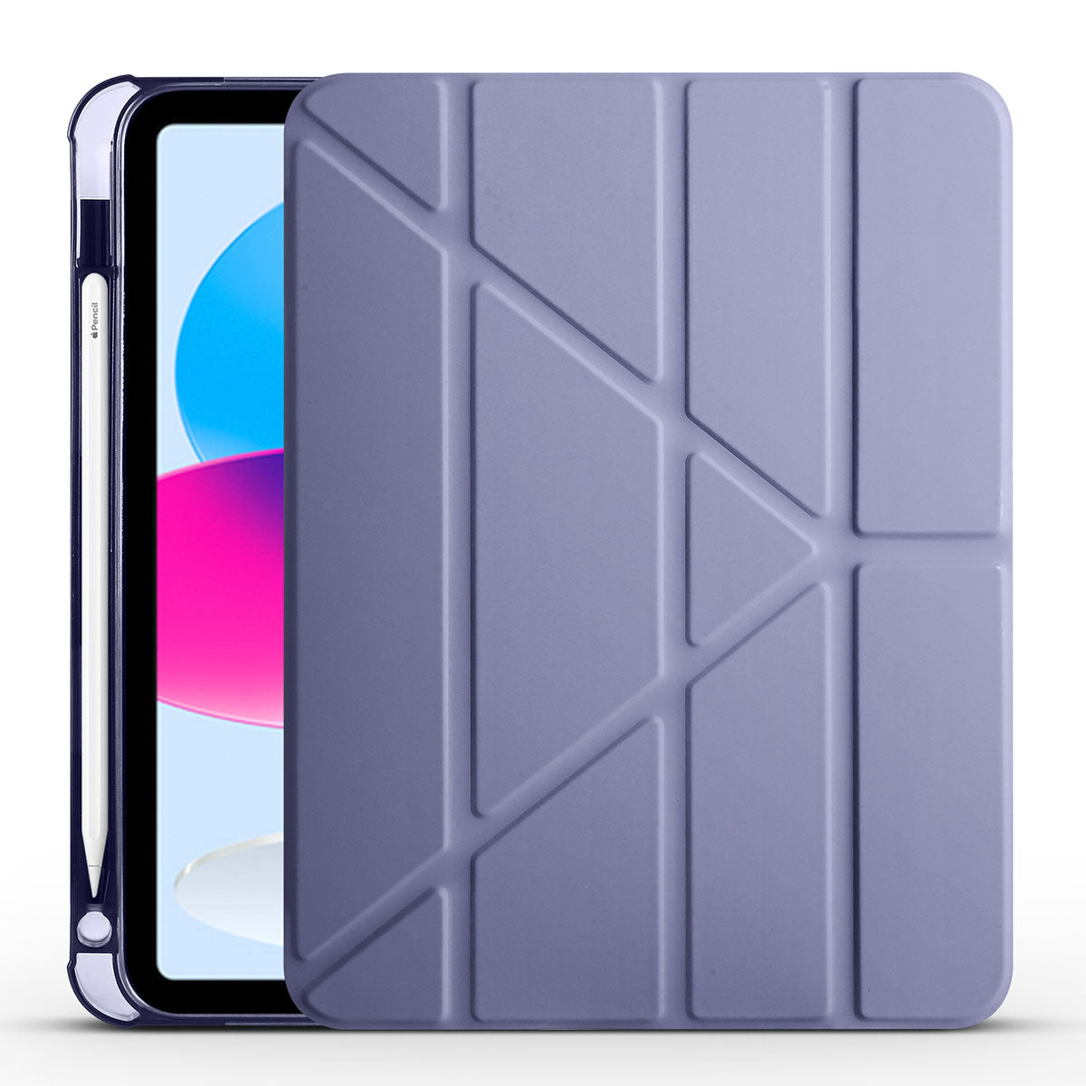 Apple iPad 10.9 2022 (10.Nesil) Kılıf Tri Folding Kalem Bölmeli Standlı Kılıf Mor