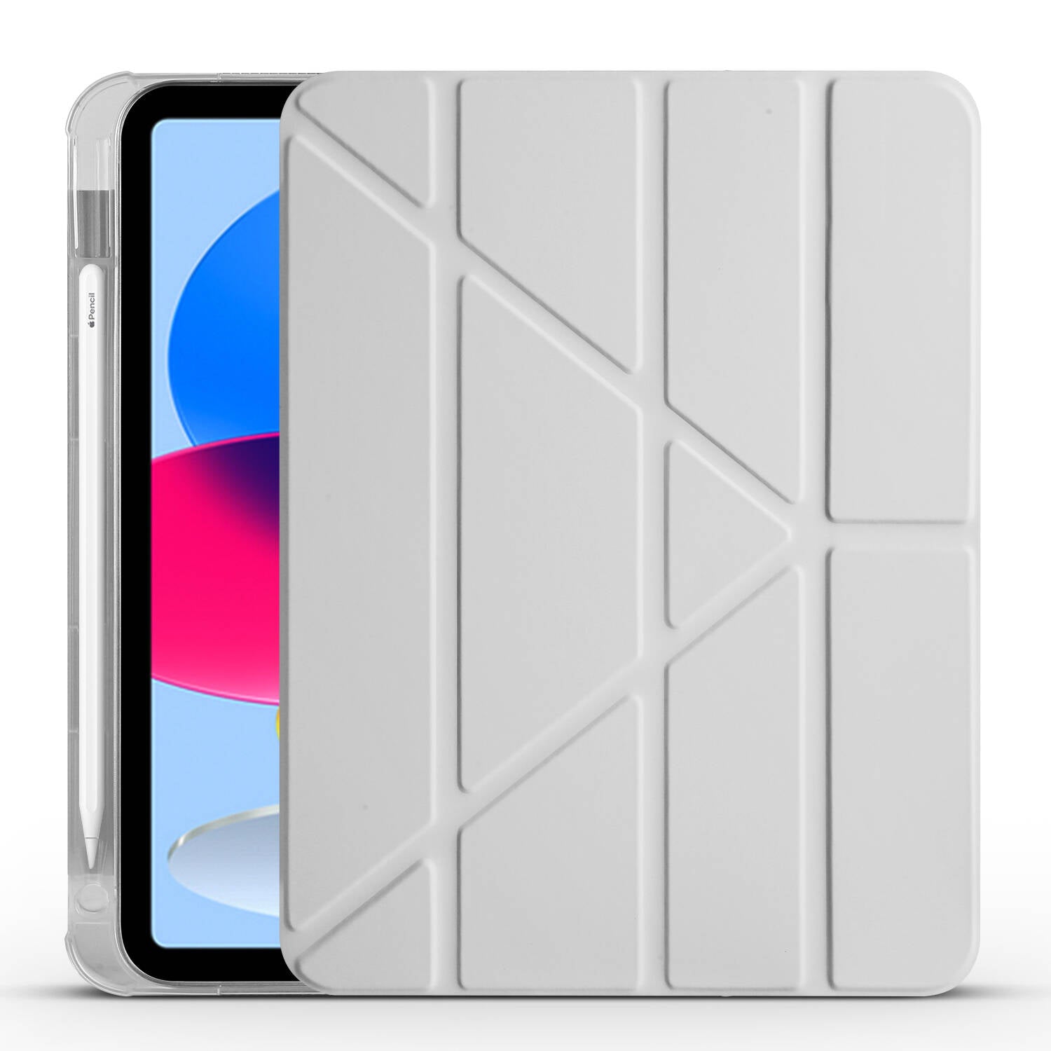 Apple iPad 10.9 2022 (10.Nesil) Kılıf Tri Folding Kalem Bölmeli Standlı Kılıf Gri