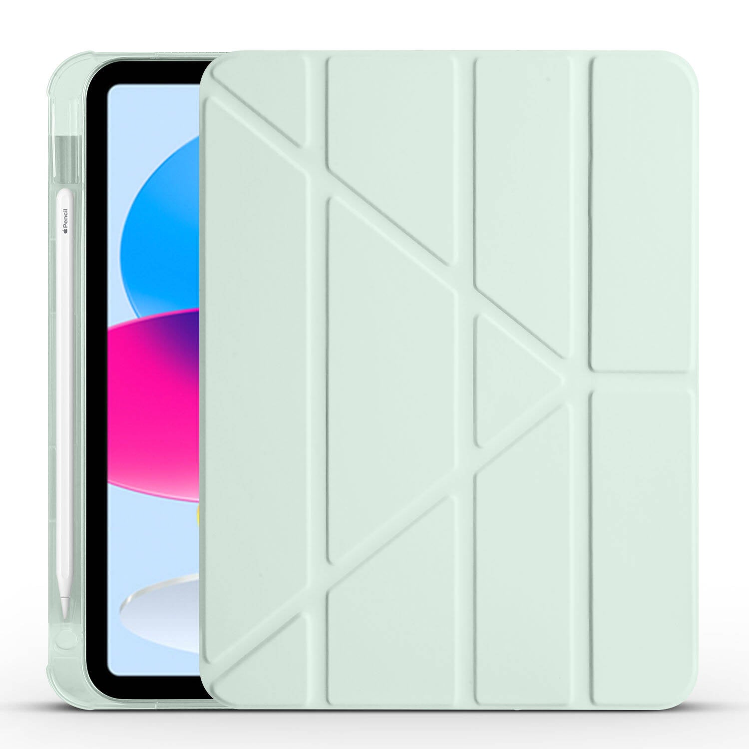Apple iPad 10.9 2022 (10.Nesil) Kılıf  Tri Folding Kalem Bölmeli Standlı Kılıf Yeşil