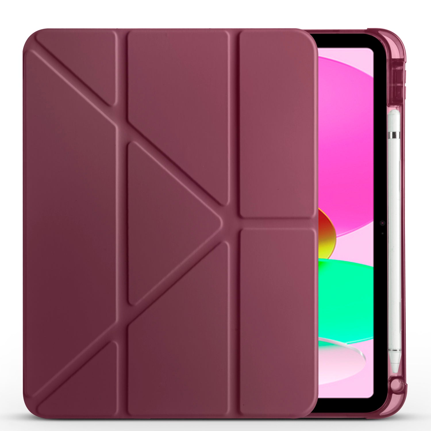 Apple iPad 10.9 2022 (10.Nesil) Kılıf Zore Tri Folding Kalem Bölmeli Standlı Kılıf Koyu Mor