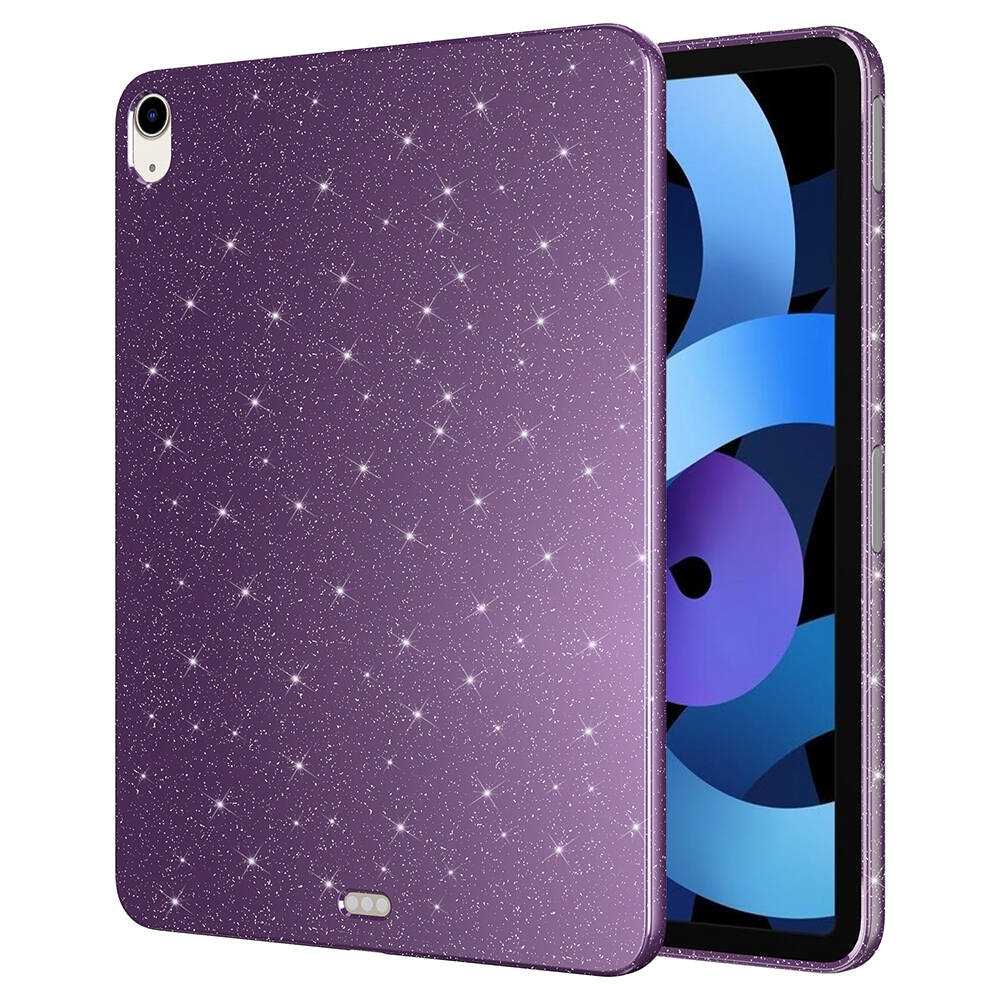 Apple iPad 10.9 2022 (10.Nesil) Simli Parlak Görünümlü Tablet Koton Kılıf Lila