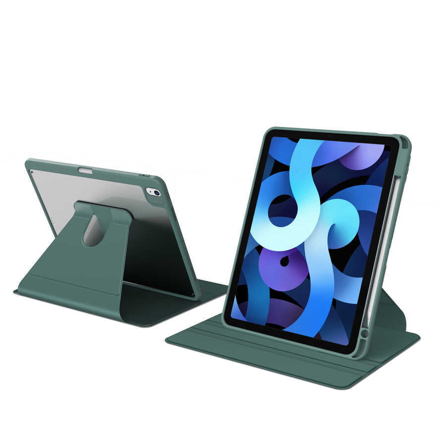 Apple iPad 11.Nesil 2025 Kılıf Nayn Dönebilen Standlı Kılıf Koyu Yeşil