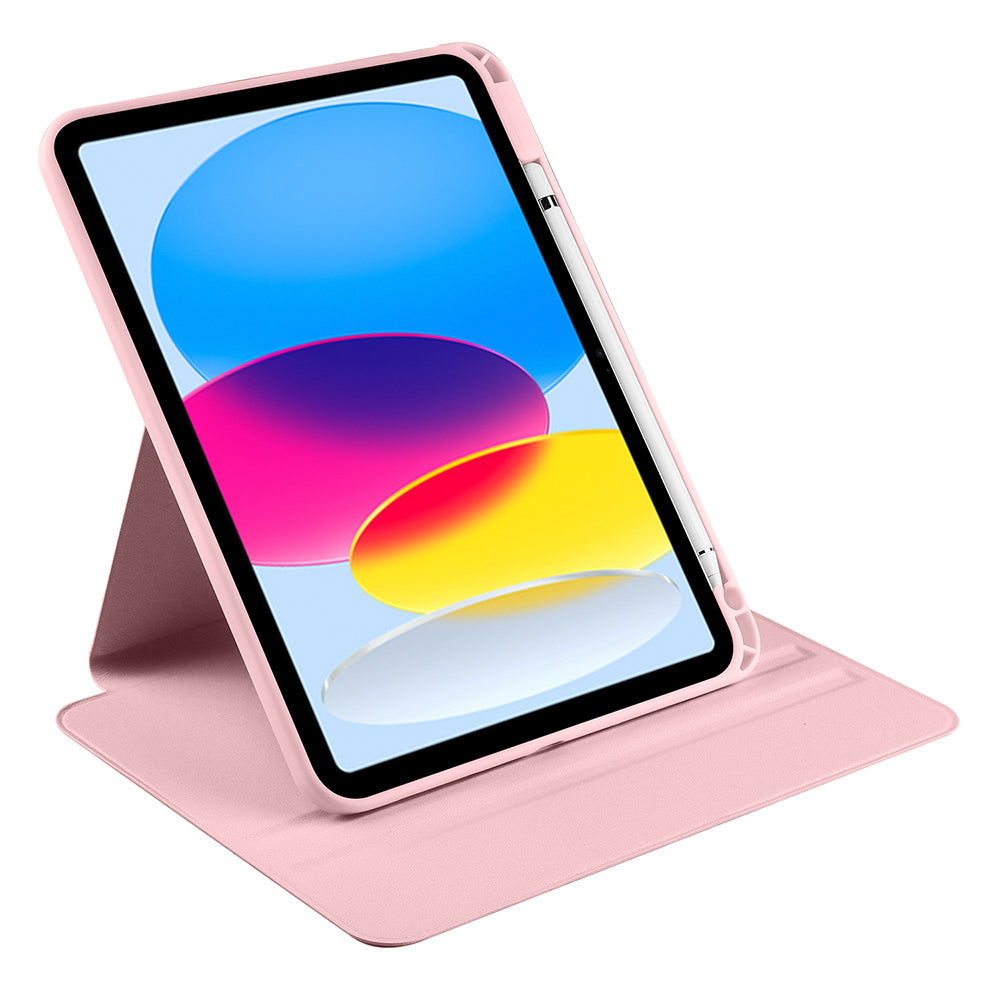 Apple iPad 11.Nesil 2025 Kılıf Termik Kalem Bölmeli Dönebilen Standlı Kılıf Pembe
