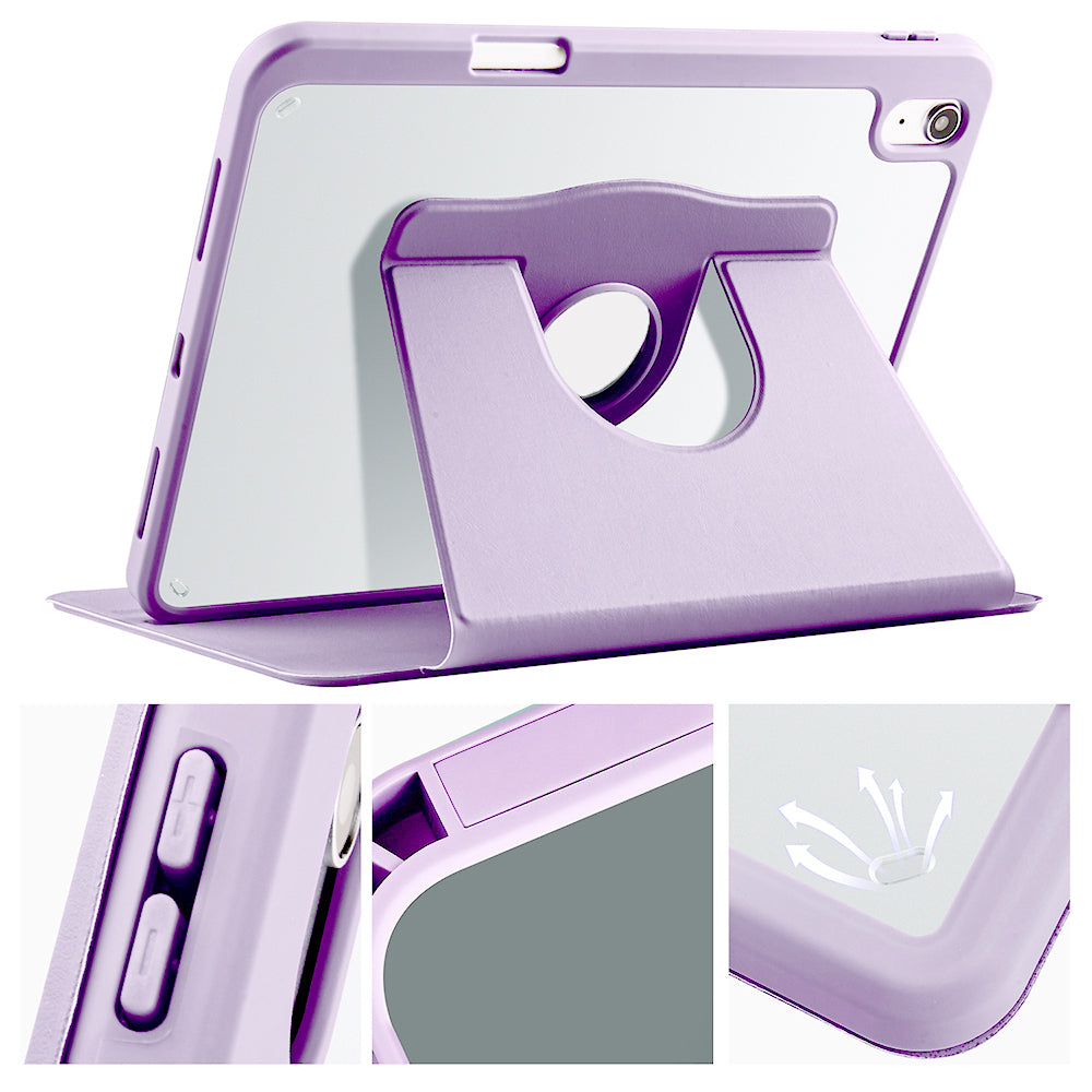 Apple iPad 11.Nesil 2025 Kılıf Termik Kalem Bölmeli Dönebilen Standlı Kılıf Pembe