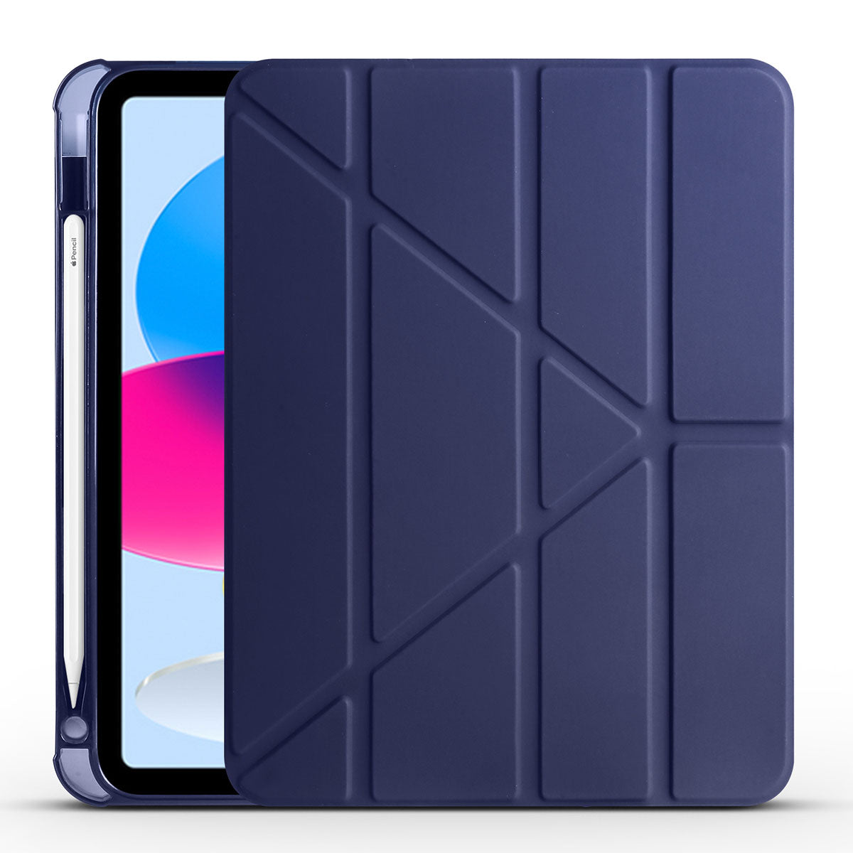 Apple iPad 11.Nesil 2025 Kılıf Tri Folding Kalem Bölmeli Standlı Kılıf Lacivert