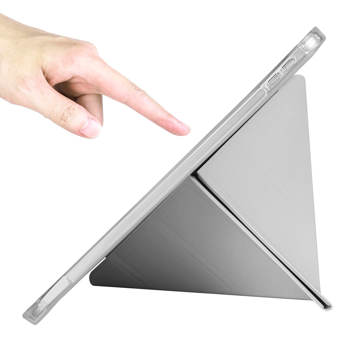 Apple iPad 11.Nesil 2025 Kılıf Tri Folding Kalem Bölmeli Standlı Kılıf Gri