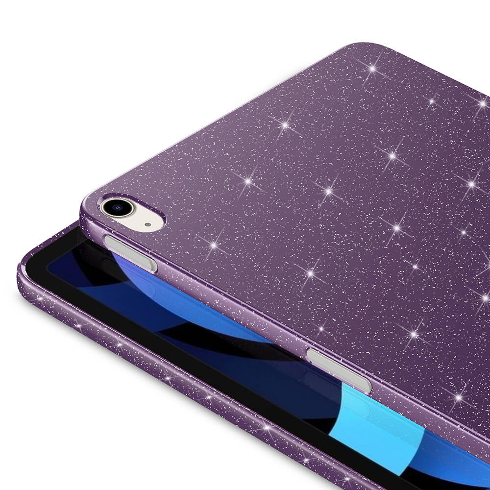 Apple iPad 11.Nesil 2025 Simli Parlak Görünümlü Tablet Koton Kılıf Lila