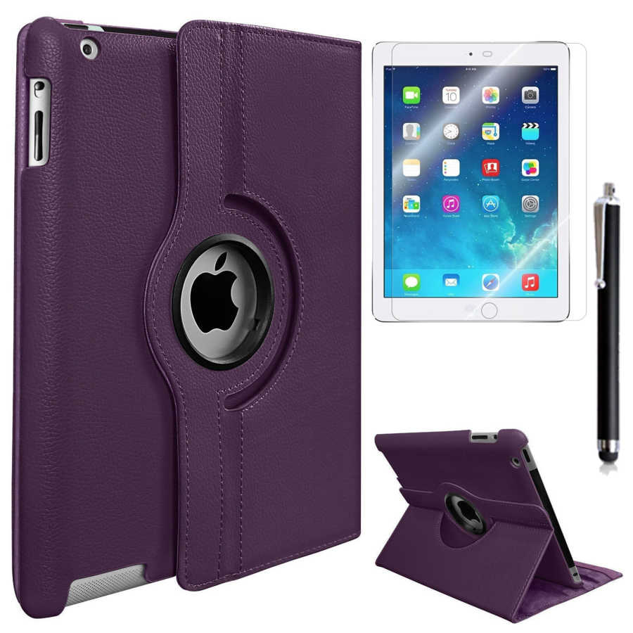Apple iPad 2 3 4 Dönebilen Standlı Kılıf Mor