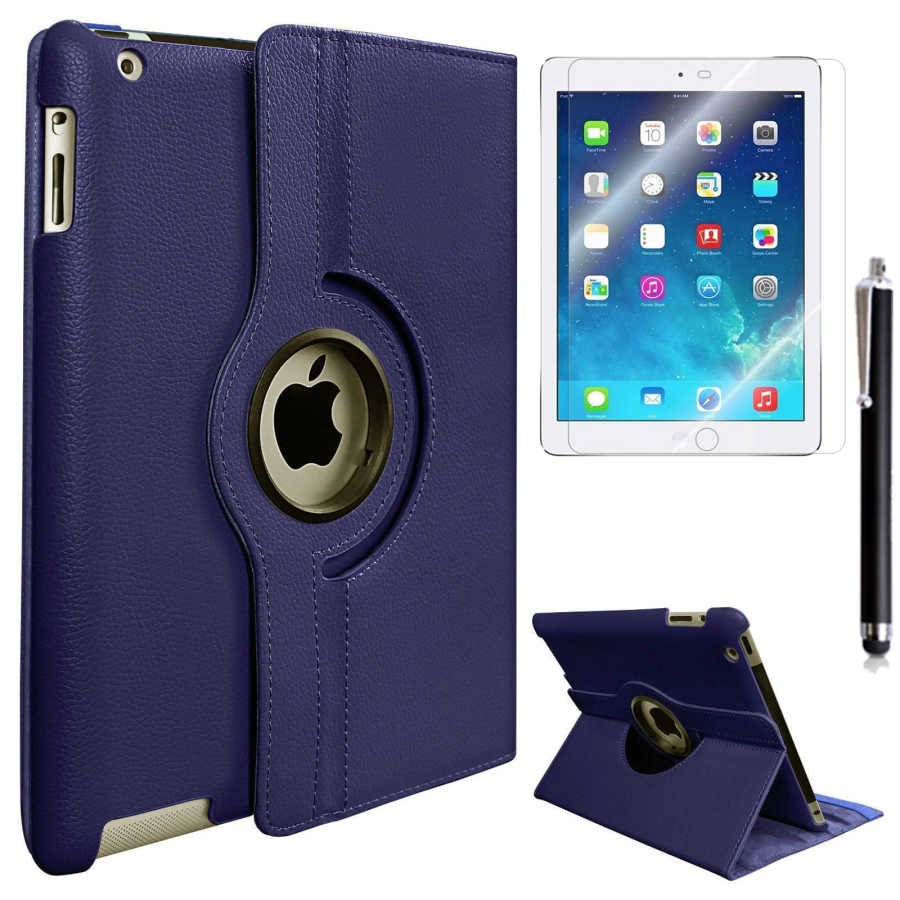 Apple iPad 2 3 4 Dönebilen Standlı Kılıf Lacivert