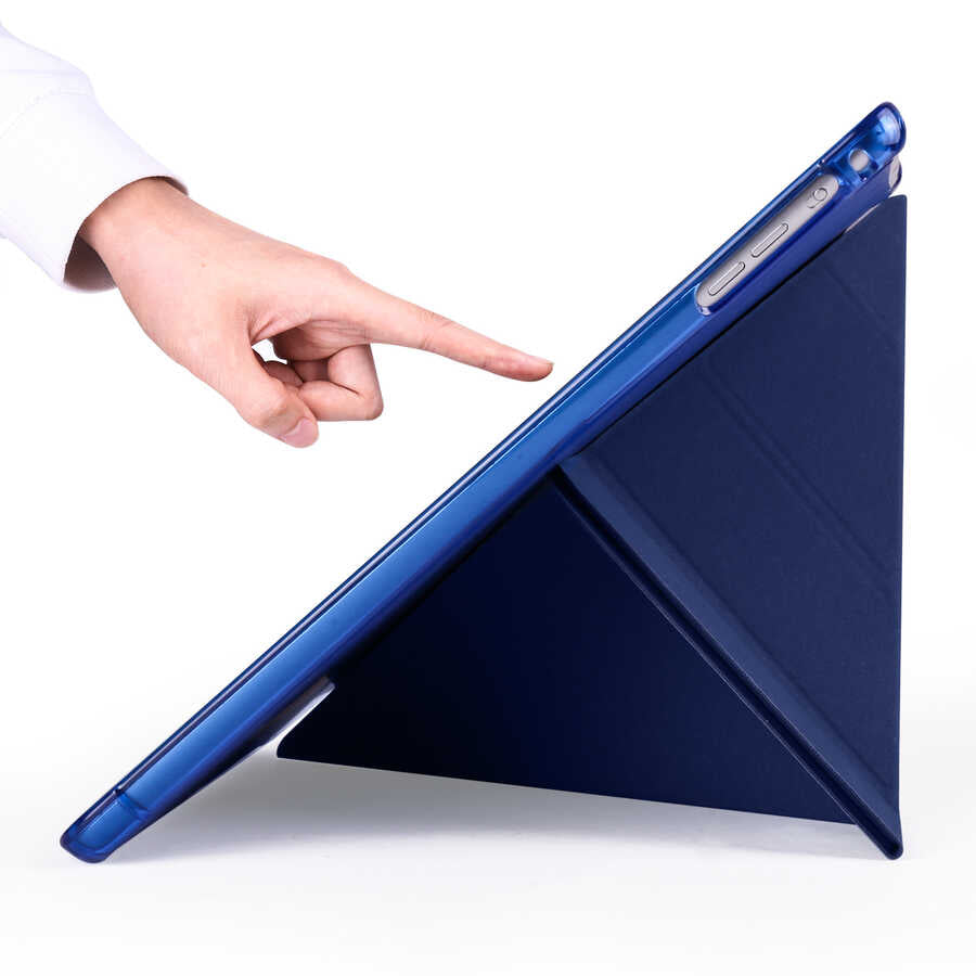Apple iPad 9.7 2017 (5.Nesil) Kılıf Tri Folding Kalem Bölmeli Standlı Kılıf Mor