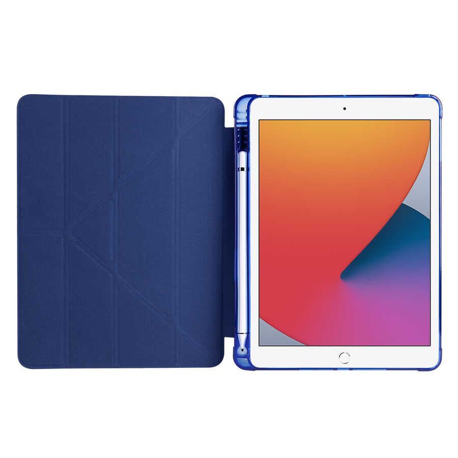 Apple iPad 9.7 2017 (5.Nesil) Kılıf Tri Folding Kalem Bölmeli Standlı Kılıf Siyah
