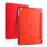 Apple iPad 9.7 2017 (5.Nesil) Kılıf Tri Folding Kalem Bölmeli Standlı Kılıf Kırmızı