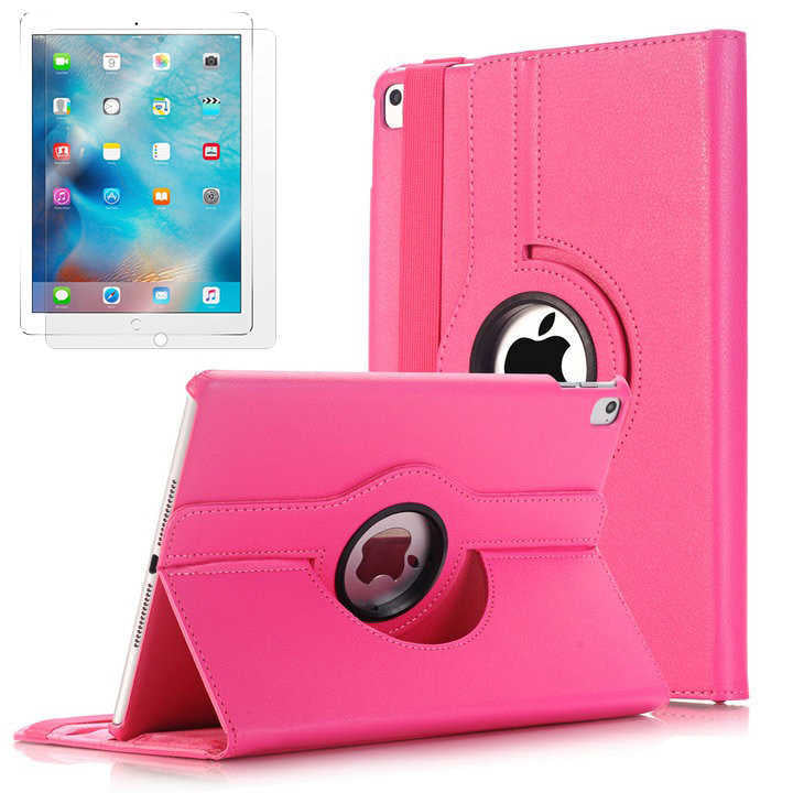 Apple iPad 9.7 2017 (5.Nesil) Dönebilen Standlı Kılıf Pembe Koyu