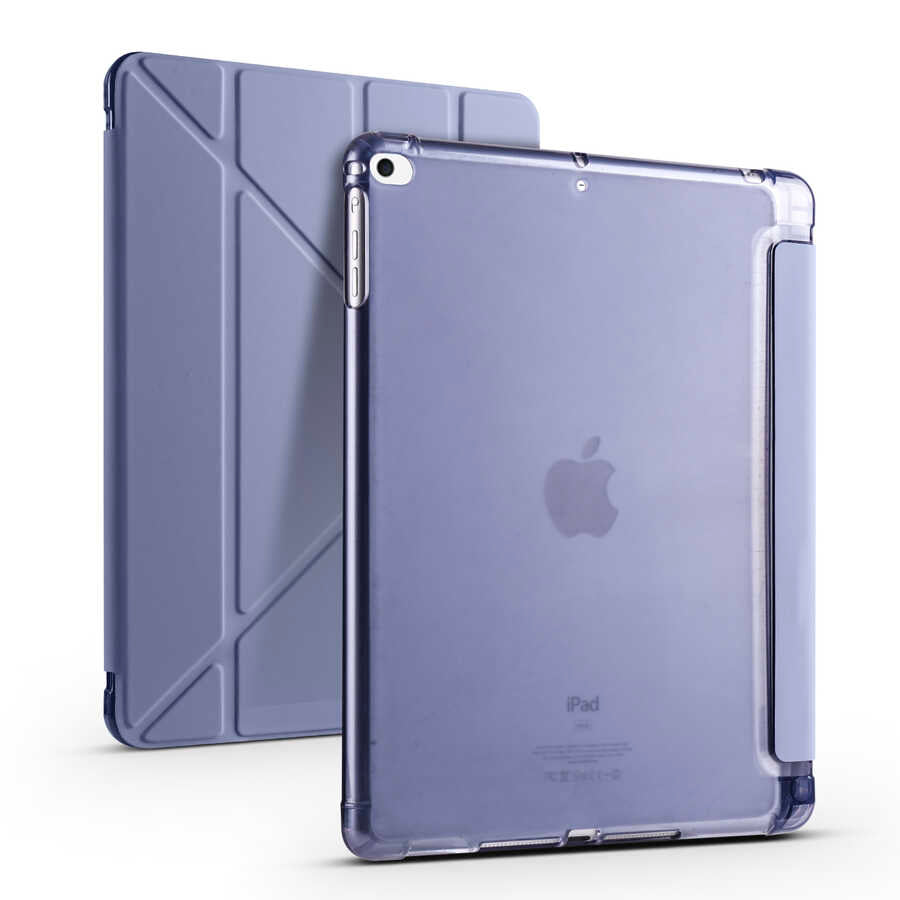Apple iPad 9.7 2018 (6.Nesil) Kılıf Tri Folding Kalem Bölmeli Standlı Kılıf Koyu Yeşil