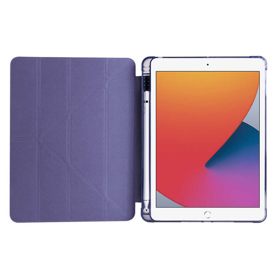 Apple iPad 9.7 2018 (6.Nesil) Kılıf Tri Folding Kalem Bölmeli Standlı Kılıf Koyu Yeşil