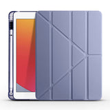 Apple iPad 9.7 2018 (6.Nesil) Kılıf Tri Folding Kalem Bölmeli Standlı Kılıf Mor