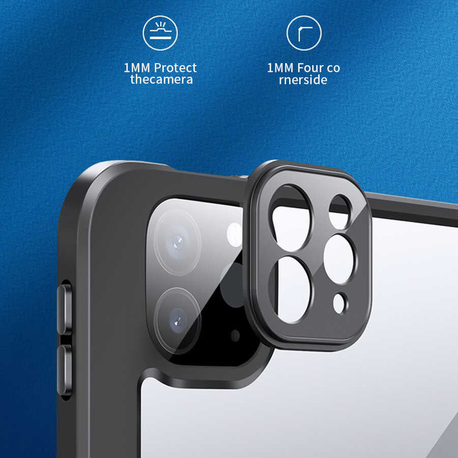 Apple iPad Air 10.9 2020 (4.Nesil) Kılıf Zore Nort Arkası Şeffaf Standlı Kılıf Siyah