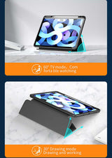 Apple iPad Air 10.9 2020 (4.Nesil) Kılıf Zore Nort Arkası Şeffaf Standlı Kılıf Mavi Açık