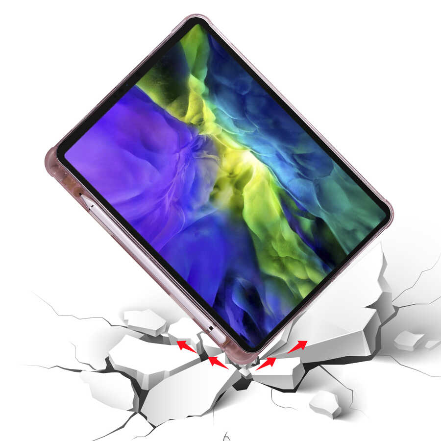Apple iPad Air 10.9 2020 (4.Nesil) Kılıf Zore Tri Folding Kalem Bölmeli Standlı Kılıf Mavi
