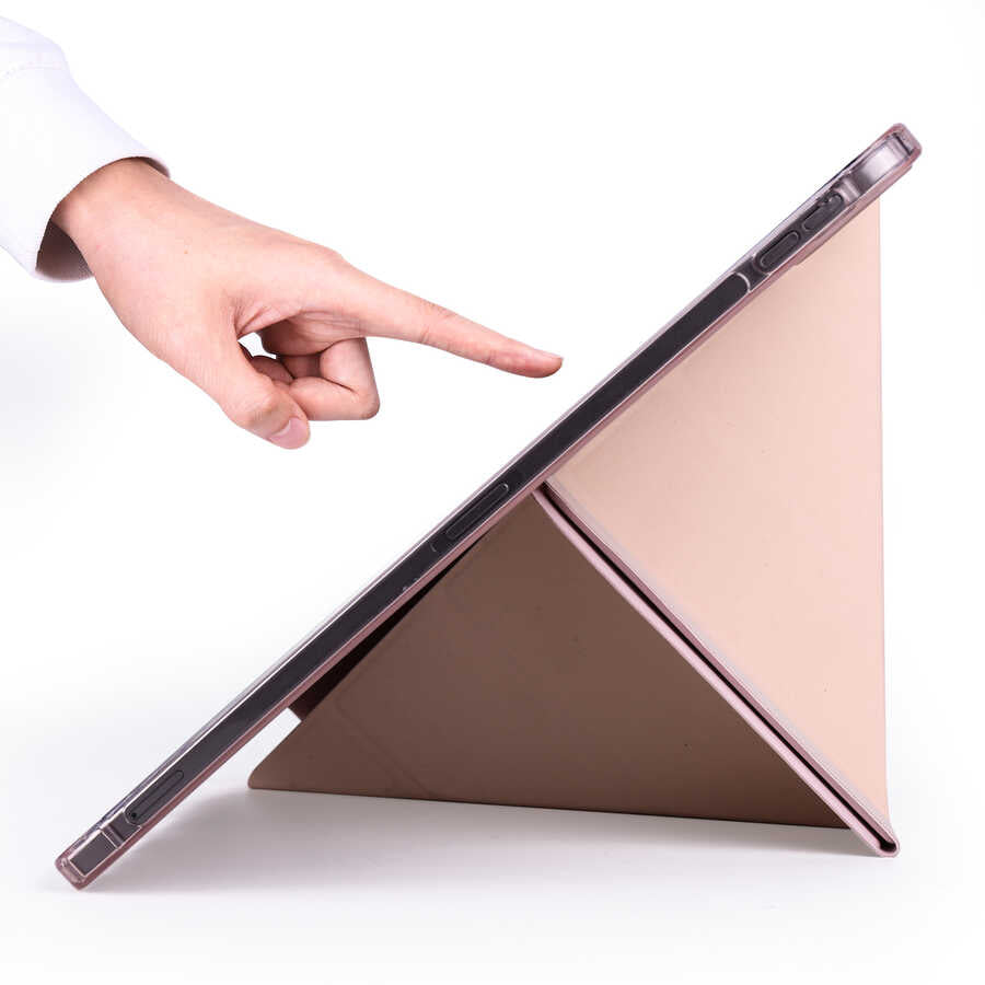 Apple iPad Air 10.9 2020 (4.Nesil) Kılıf Zore Tri Folding Kalem Bölmeli Standlı Kılıf Rose Gold