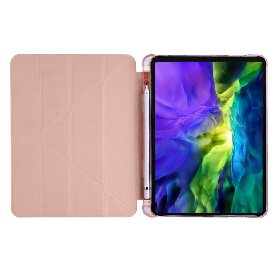 Apple iPad Air 10.9 2020 (4.Nesil) Kılıf Zore Tri Folding Kalem Bölmeli Standlı Kılıf Lacivert