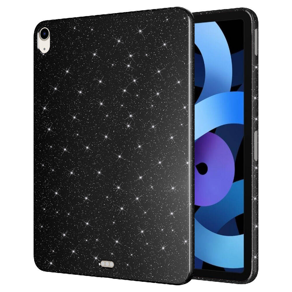 Apple iPad Air 10.9 2022 (5 Nesil) Simli Parlak Görünümlü Tablet Koton Kılıf Pembe Koyu