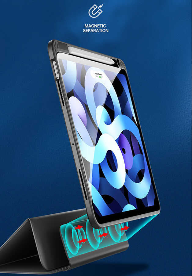 Apple iPad Air 10.9 2022 (5.Nesil) Kılıf Nort Arkası Şeffaf Standlı Kılıf Mavi Açık