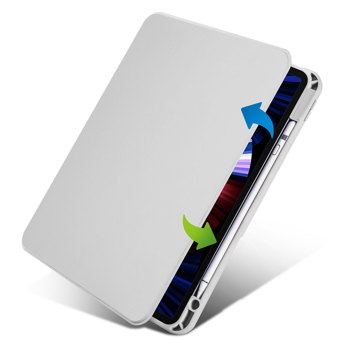 Apple iPad Air 10.9 2022 (5.Nesil) Kılıf Termik Kalem Bölmeli Dönebilen Standlı Kılıf Koyu Yeşil