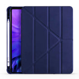 Apple iPad Air 10.9 2022 (5.Nesil) Kılıf  Tri Folding Kalem Bölmeli Standlı Kılıf Lacivert
