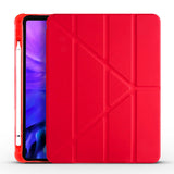 Apple iPad Air 10.9 2022 (5.Nesil) Kılıf Tri Folding Kalem Bölmeli Standlı Kılıf Kırmızı