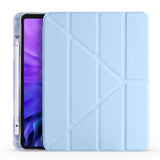 Apple iPad Air 10.9 2022 (5.Nesil) Kılıf Tri Folding Kalem Bölmeli Standlı Kılıf Mavi